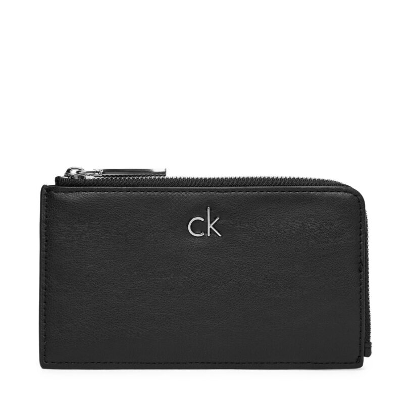 Калъф за кредитни карти Calvin Klein Ck Re-Lock Lg Cc Holder W L Zip LV04F1032G Черен цвят на ниска цена