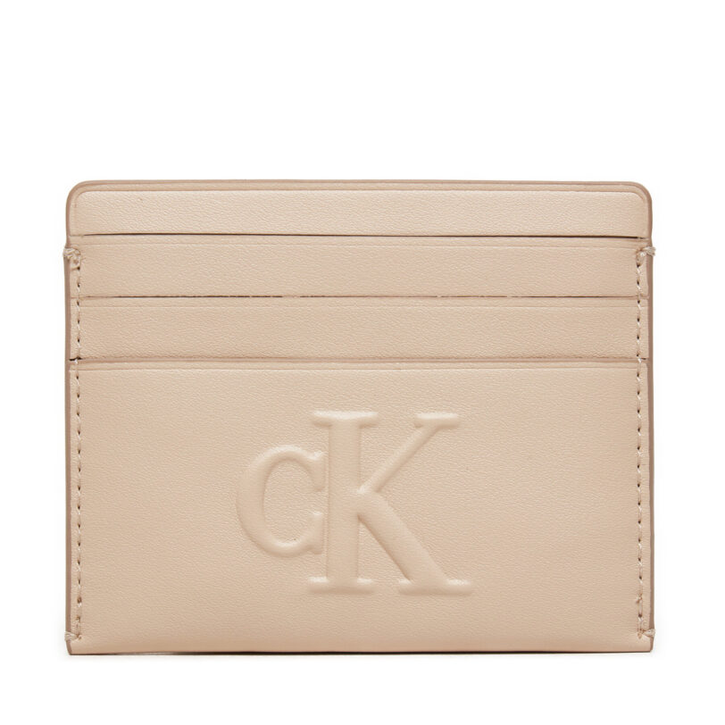 Калъф за кредитни карти Calvin Klein Jeans Sculpted Cardcase K60K612747 Бежов цвят на ниска цена