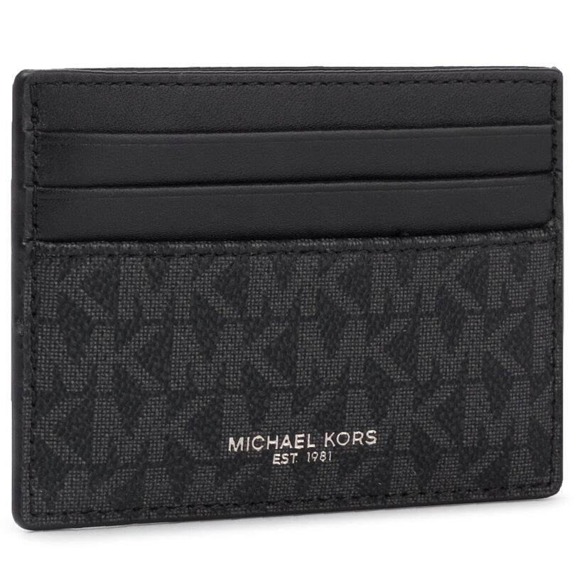 Калъф за кредитни карти MICHAEL Michael Kors Greyson 39F9LGYD2B Черен цвят на ниска цена