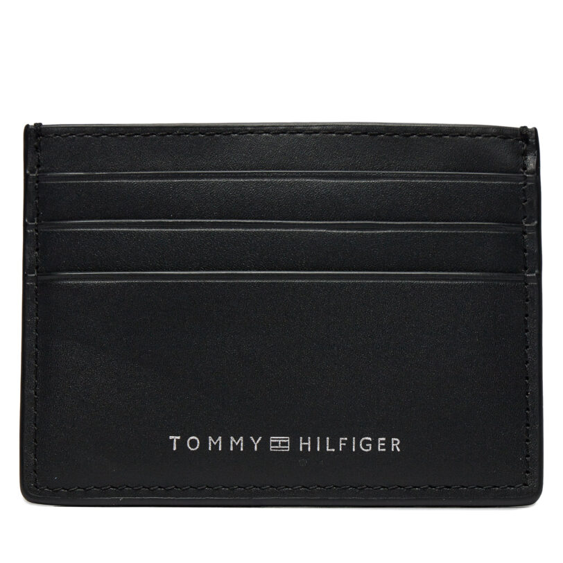 Калъф за кредитни карти Tommy Hilfiger Th Spw Leather Cc Holder AM0AM11845 Черен цвят на ниска цена