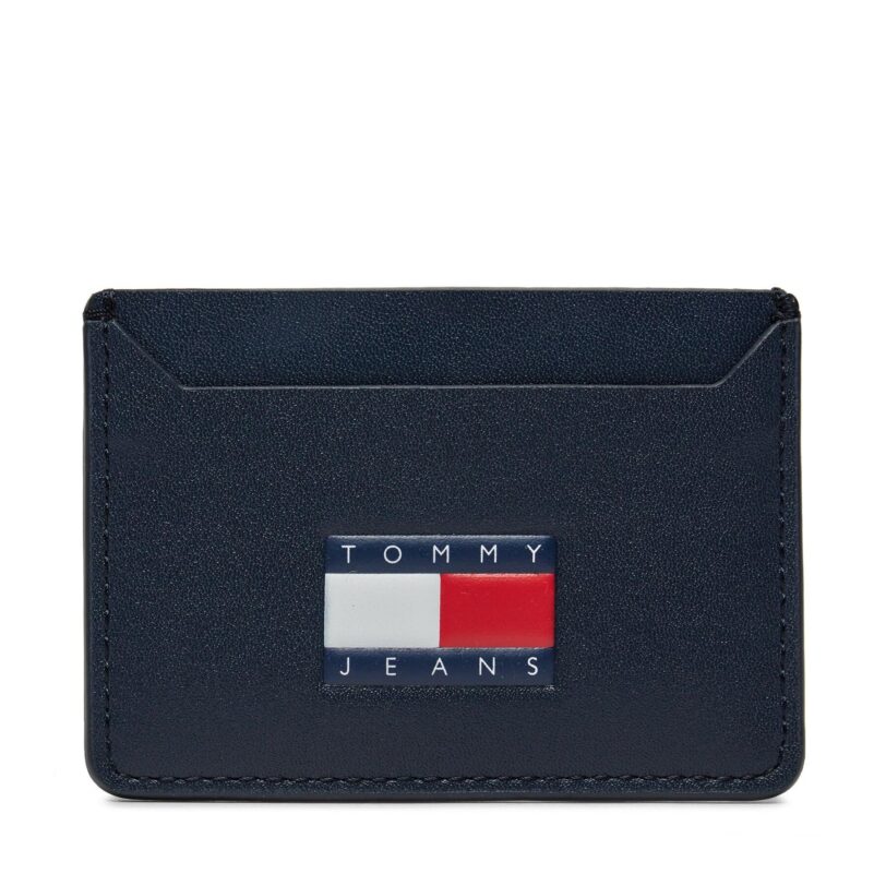 Калъф за кредитни карти Tommy Jeans Tjm Heritage Leather Cc Holder AM0AM12085 Тъмносин цвят на ниска цена