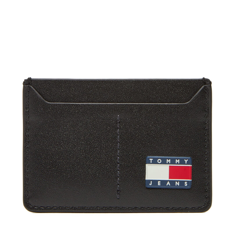 Калъф за кредитни карти Tommy Jeans Tjm Heritage Leather Cc Holder AM0AM13410 Черен цвят на ниска цена