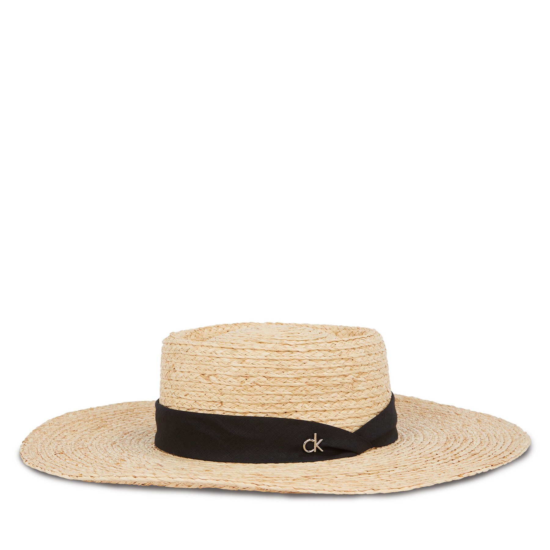 Капела Calvin Klein Ck Metal Linen Band Straw Hat K60K612915 Бежов цвят на ниска цена