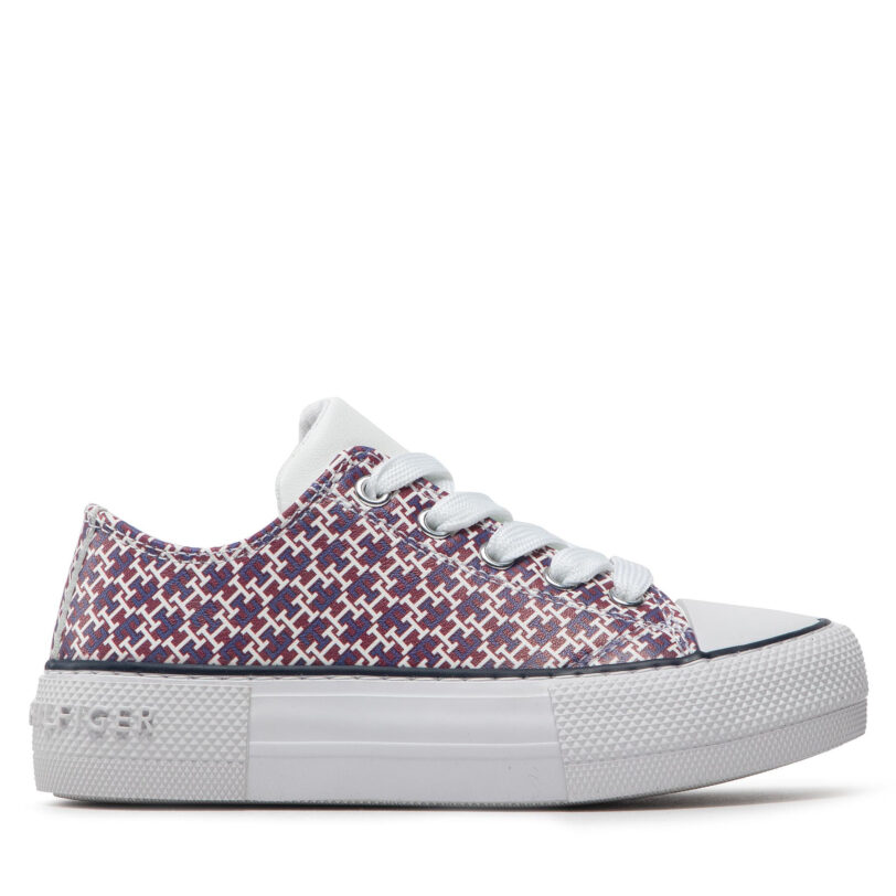 Кецове Tommy Hilfiger Low Cut Lace-Up Sneaker T3A9-32289-0753 Бордо цвят на ниска цена