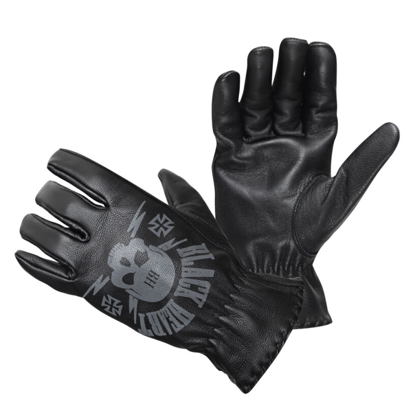 Кожени мото ръкавици W-TEC Black Heart Skull - черен на ниска цена