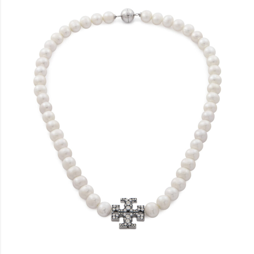 Колие Tory Burch Kira Pearl 164617 Бял цвят на ниска цена