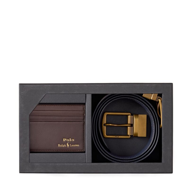 Компелкт калъф за карти и колан Polo Ralph Lauren 405880721002 Кафяв цвят на ниска цена