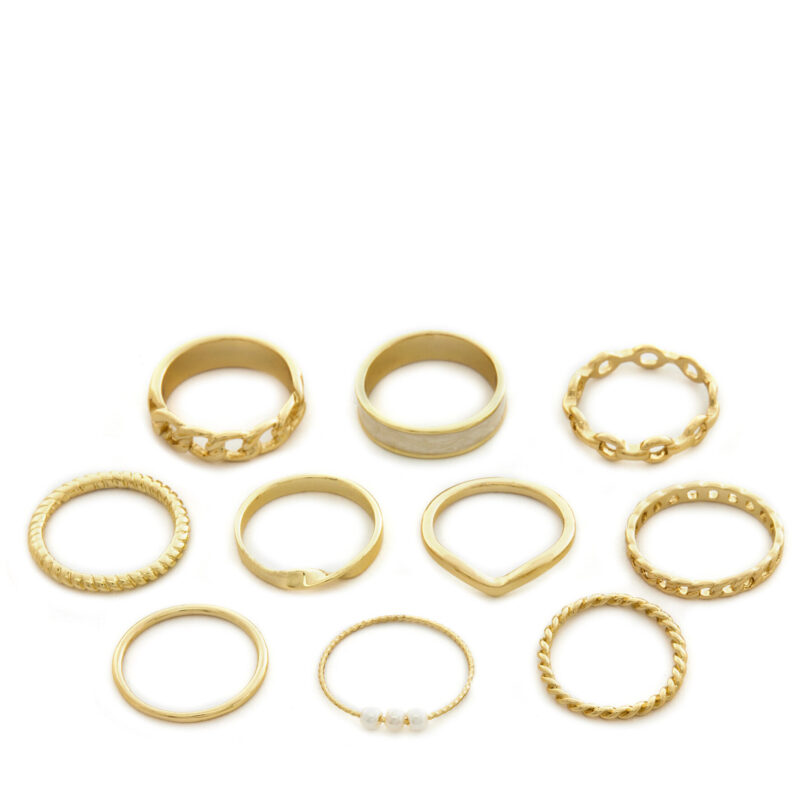 Комплект 10 пръстена Pieces 17146764 Златист цвят на ниска цена