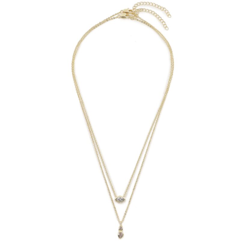 Комплект 2 колиета Luv AJ Stellar Bezel Charm Necklace Set HOL22-N-SBCN-G Златист цвят на ниска цена