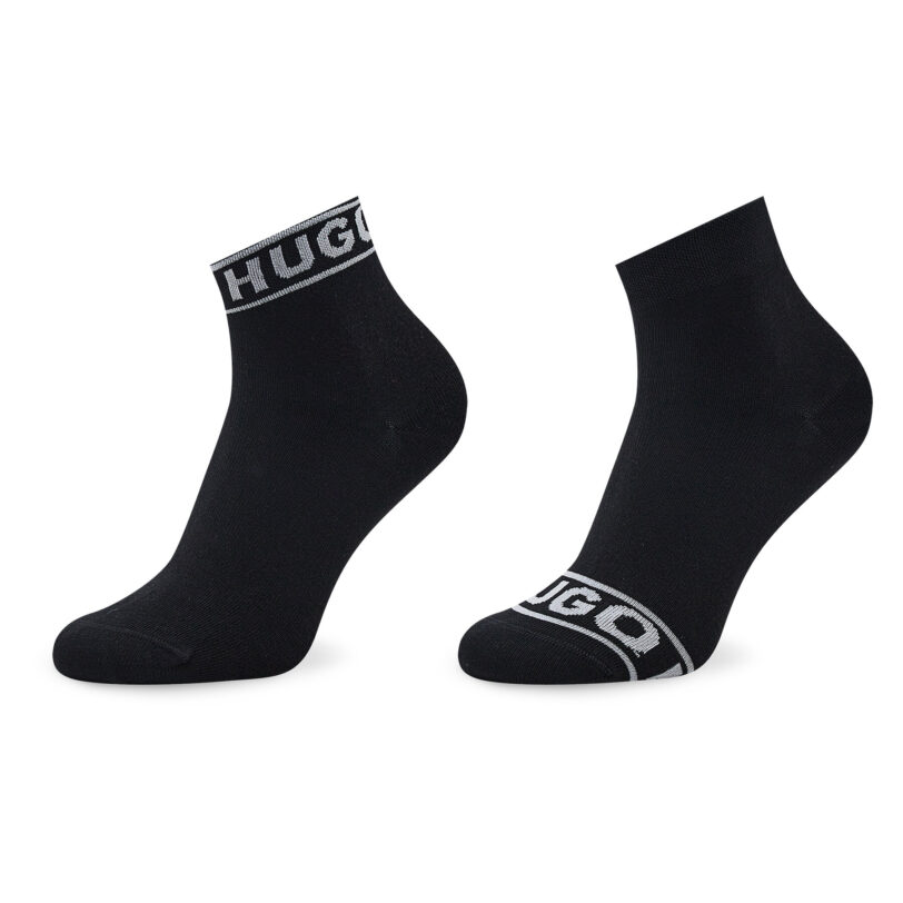 Комплект 2 чифта дълги чорапи дамски Hugo Logo 50469291 Черен цвят на ниска цена