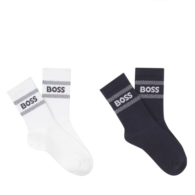 Комплект 2 чифта дълги чорапи детски BOSS J51738 Цветен цвят на ниска цена