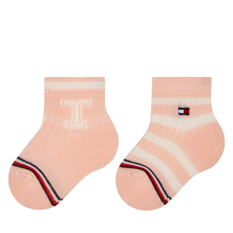 Комплект 2 чифта дълги чорапи детски Tommy Hilfiger 701224996 Розов цвят на ниска цена