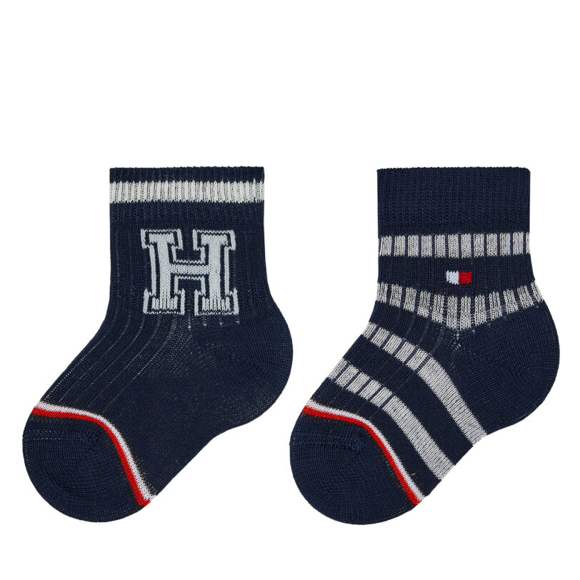 Комплект 2 чифта дълги чорапи детски Tommy Hilfiger 701224996 Тъмносин цвят на ниска цена
