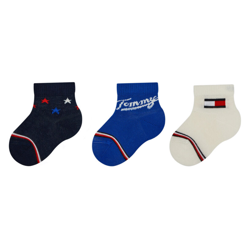Комплект 3 чифта дълги чорапи детски Tommy Hilfiger 701224997 Тъмносин цвят на ниска цена