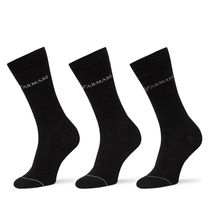 Комплект 3 чифта дълги чорапи мъжки Emporio Armani EM000554 AF12276 MC061 Черен цвят на ниска цена
