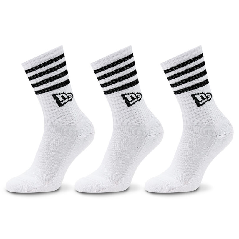 Комплект 3 чифта дълги чорапи мъжки New Era Stripe Crew 13113626 Бял цвят на ниска цена