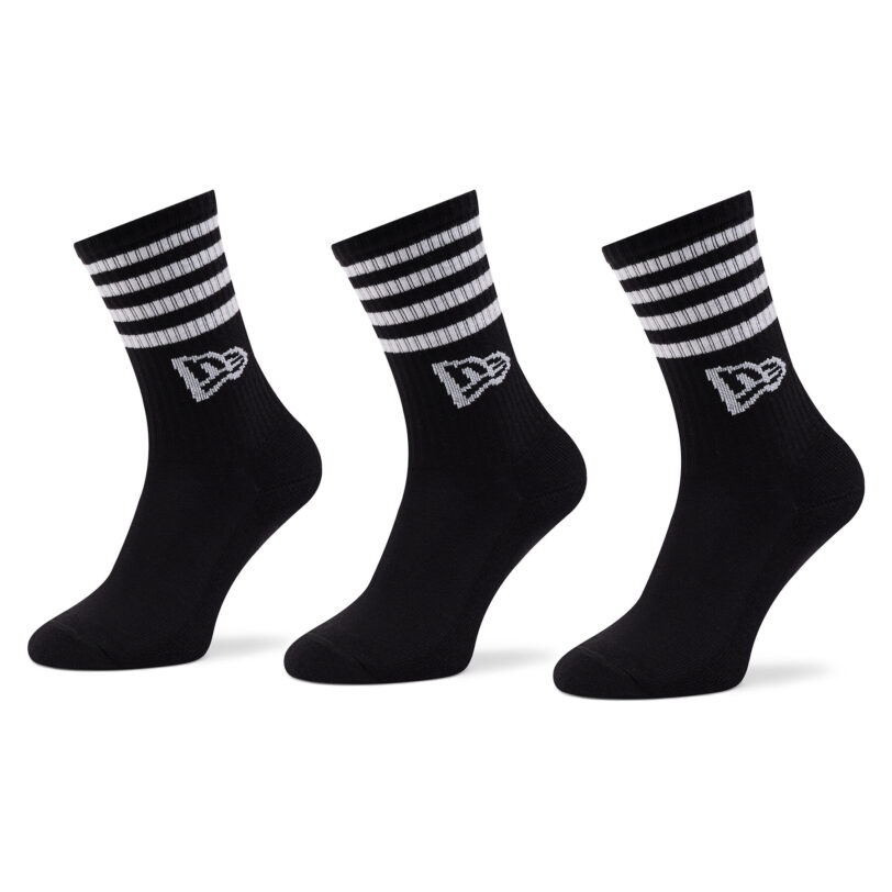 Комплект 3 чифта дълги чорапи мъжки New Era Stripe Crew 13113627 Черен цвят на ниска цена