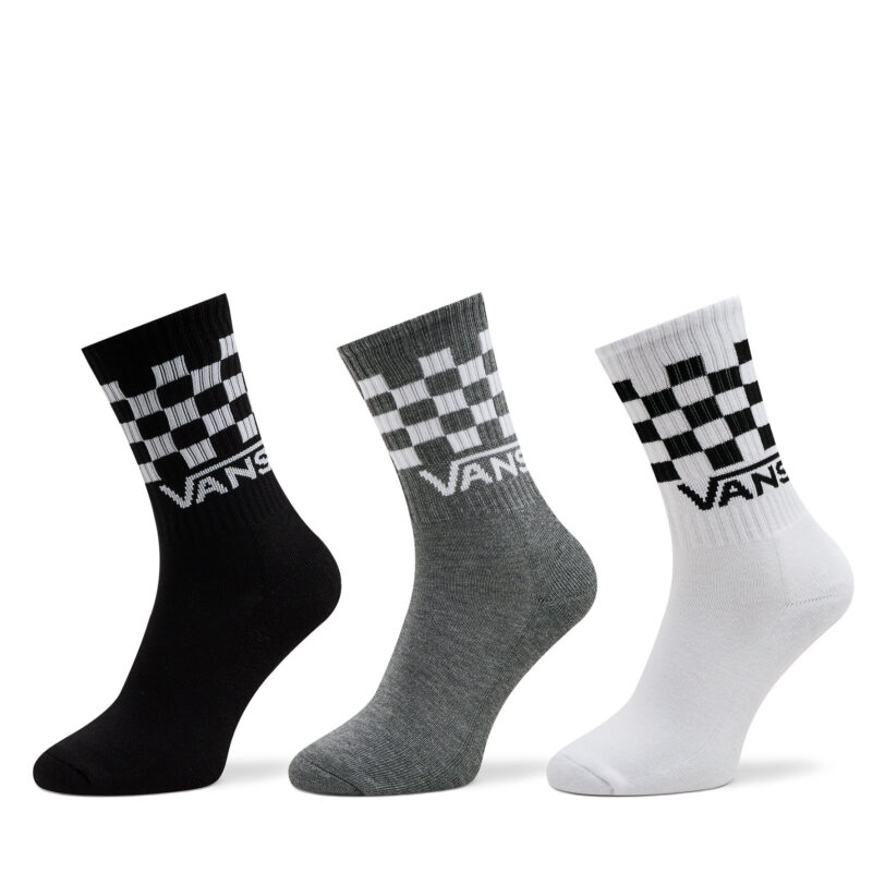 Комплект 3 чифта дълги чорапи мъжки Vans Classic Check Crew VN000F0WY281 Черен цвят на ниска цена