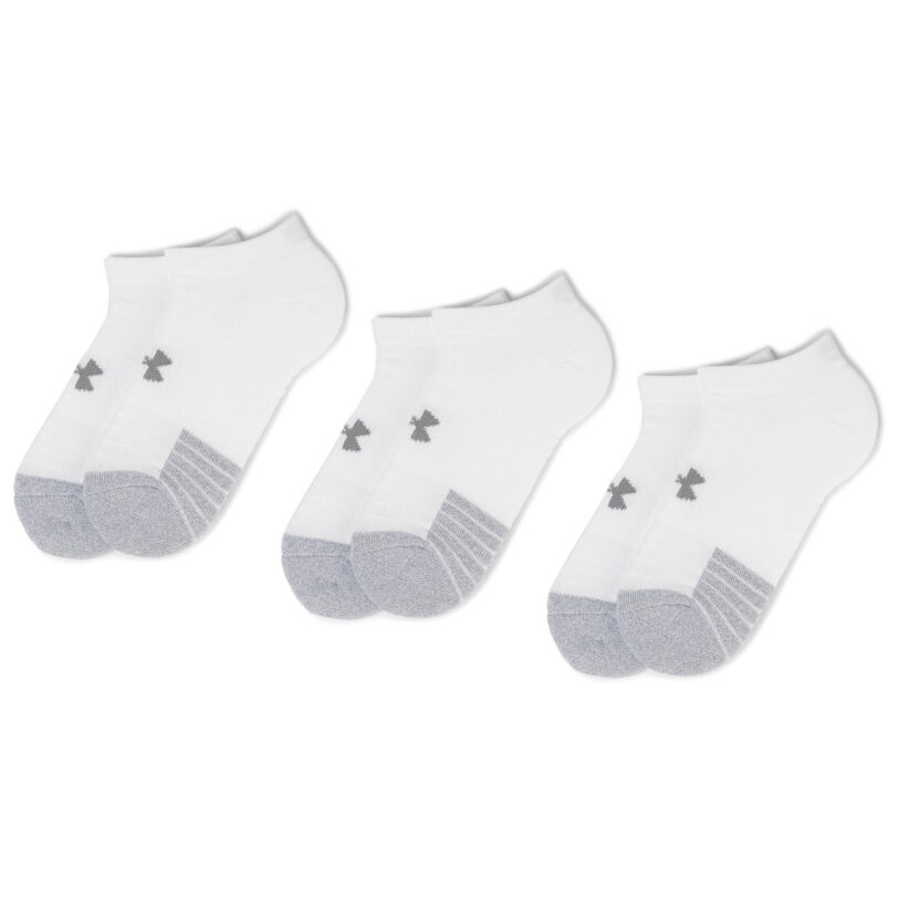 Комплект 3 чифта къси чорапи унисекс Under Armour Heatgear No Show Sock 1346755-100 Бял цвят на ниска цена
