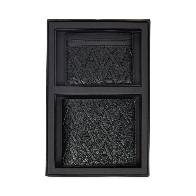 Комплект портфейл и калъф за карти Armani Exchange XM001273 AF12133 UC001 Черен цвят на ниска цена