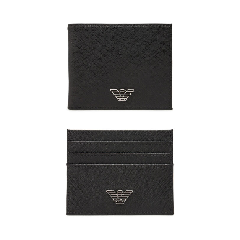Комплект портфейл и калъф за карти Emporio Armani Y4R237 Y138E Черен цвят на ниска цена