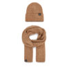 Комплект шал и шапка Calvin Klein Jeans Monogram Rib Scarf Beanie Set IU0IU00638 Кафяв цвят на ниска цена