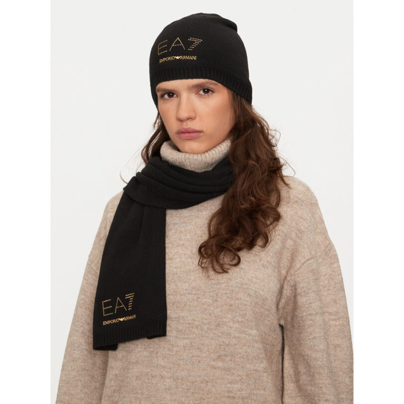 Комплект шал и шапка EA7 Emporio Armani 282000 4F200 00020 Черен цвят на ниска цена
