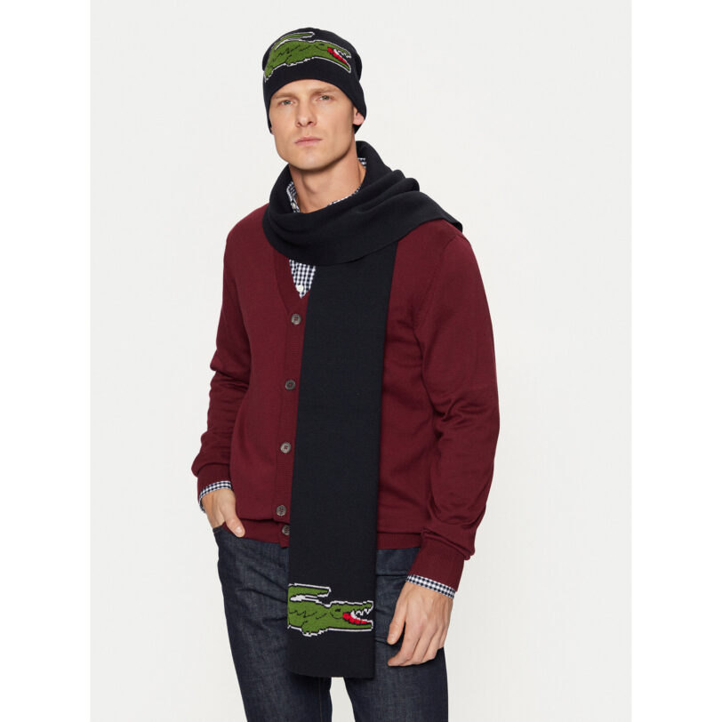 Комплект шал и шапка Lacoste RB1515-00 Тъмносин цвят на ниска цена