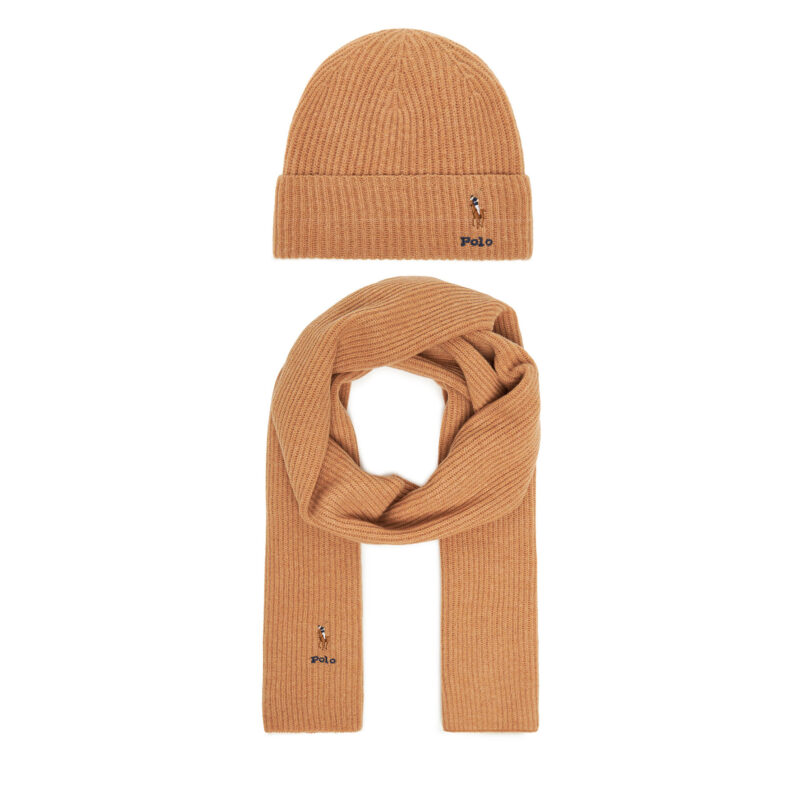 Комплект шал и шапка Polo Ralph Lauren 455981430002 Кафяв цвят на ниска цена