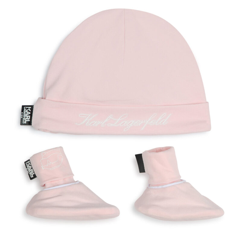 Комплект шапка и чорапи Karl Lagerfeld Kids Z30180 Розов цвят на ниска цена