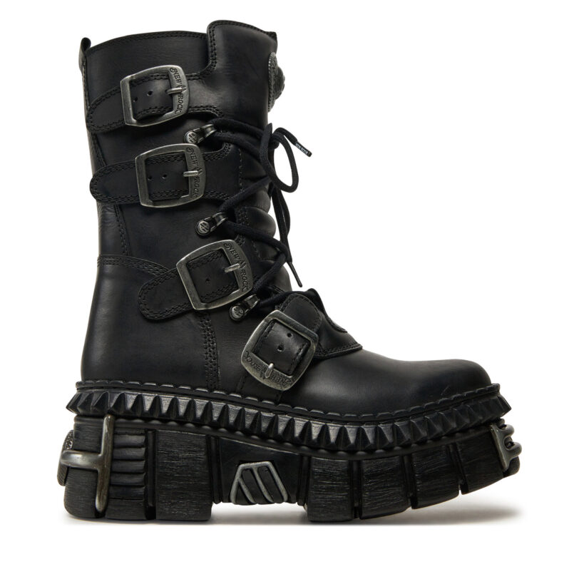 Кубинки NEW ROCK M-WALL373-S10 Черен цвят на ниска цена
