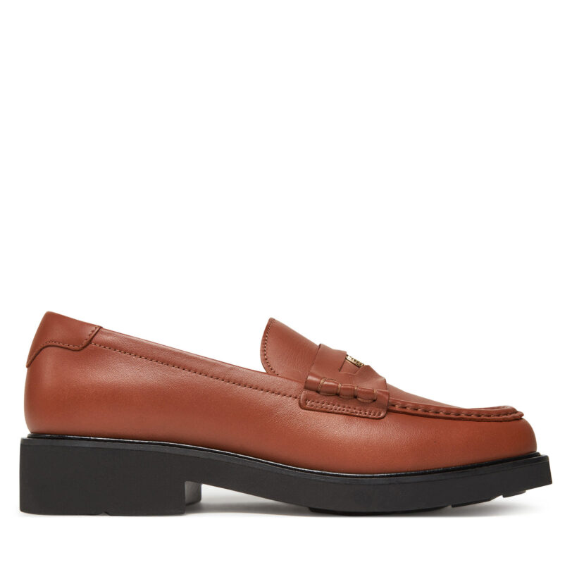 Лоуфъри Tommy Hilfiger Crest Squarish Toe Penny Loafer FW0FW08633 Кафяв цвят на ниска цена