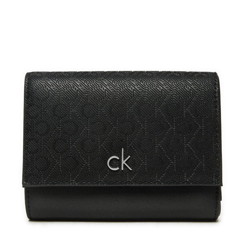 Малък дамски портфейл Calvin Klein Ck Daily Medium Trifold_Mono K60K612841 Черен цвят на ниска цена