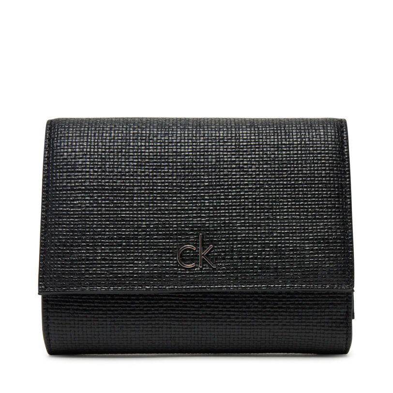 Малък дамски портфейл Calvin Klein Ck Daily Medium Trifold_Tex K60K612945 Черен цвят на ниска цена
