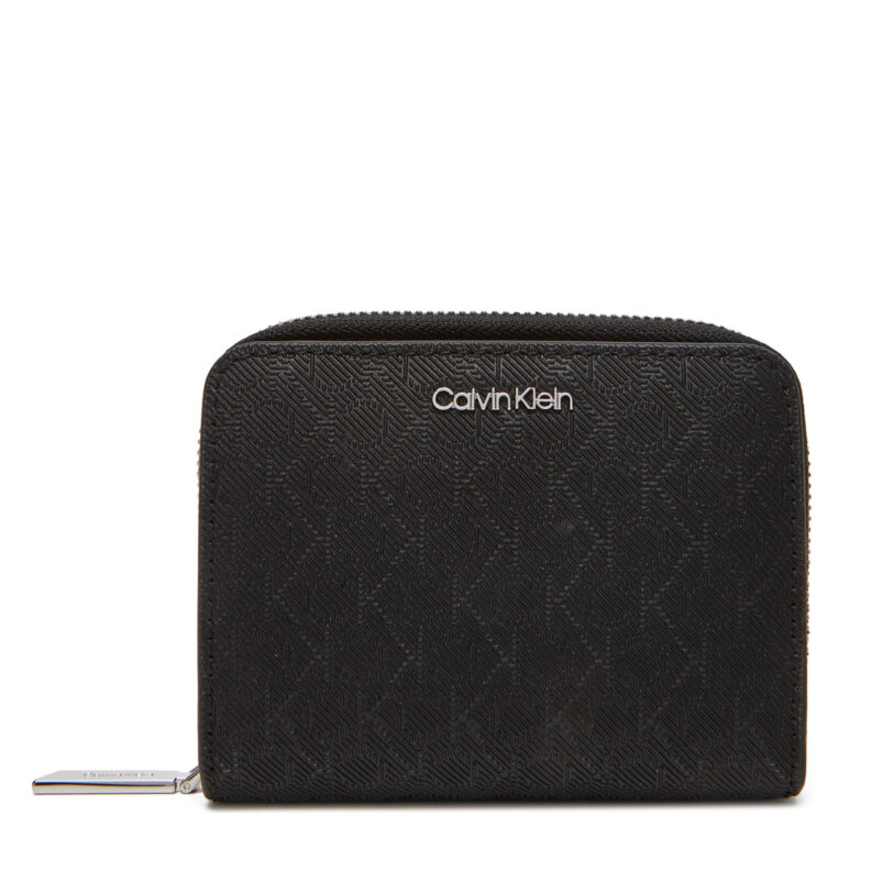Малък дамски портфейл Calvin Klein Ck Must Aop Md Zip Around W Flap LV04F1037G Черен цвят на ниска цена