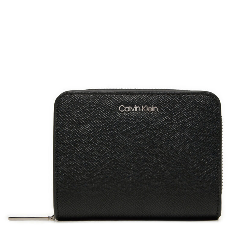 Малък дамски портфейл Calvin Klein Ck Must Md Zip Around_Caviar K60K612831 Черен цвят на ниска цена