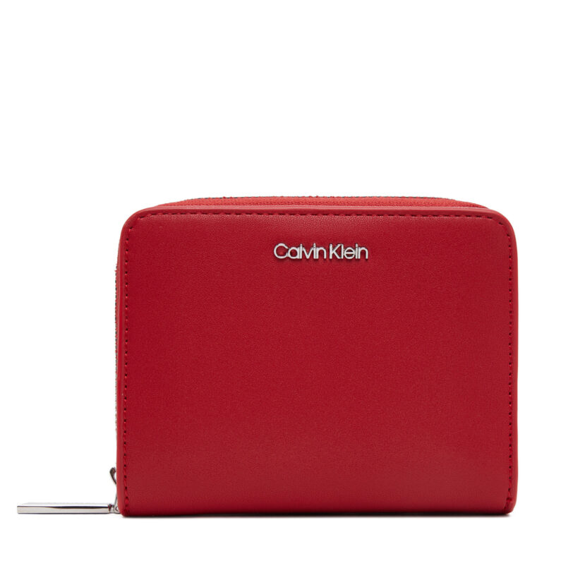 Малък дамски портфейл Calvin Klein Ck Must Medium Zip Around Wallet K60K611937 Червен цвят на ниска цена