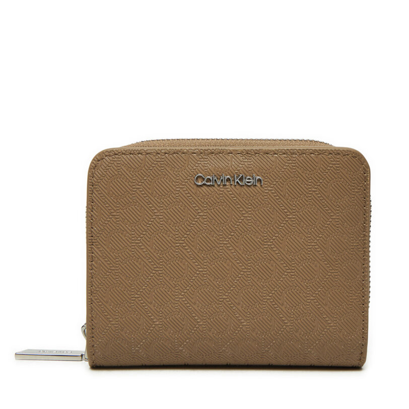 Малък дамски портфейл Calvin Klein Ck Must Medium Zip Around_Mono K60K612825 Кафяв цвят на ниска цена