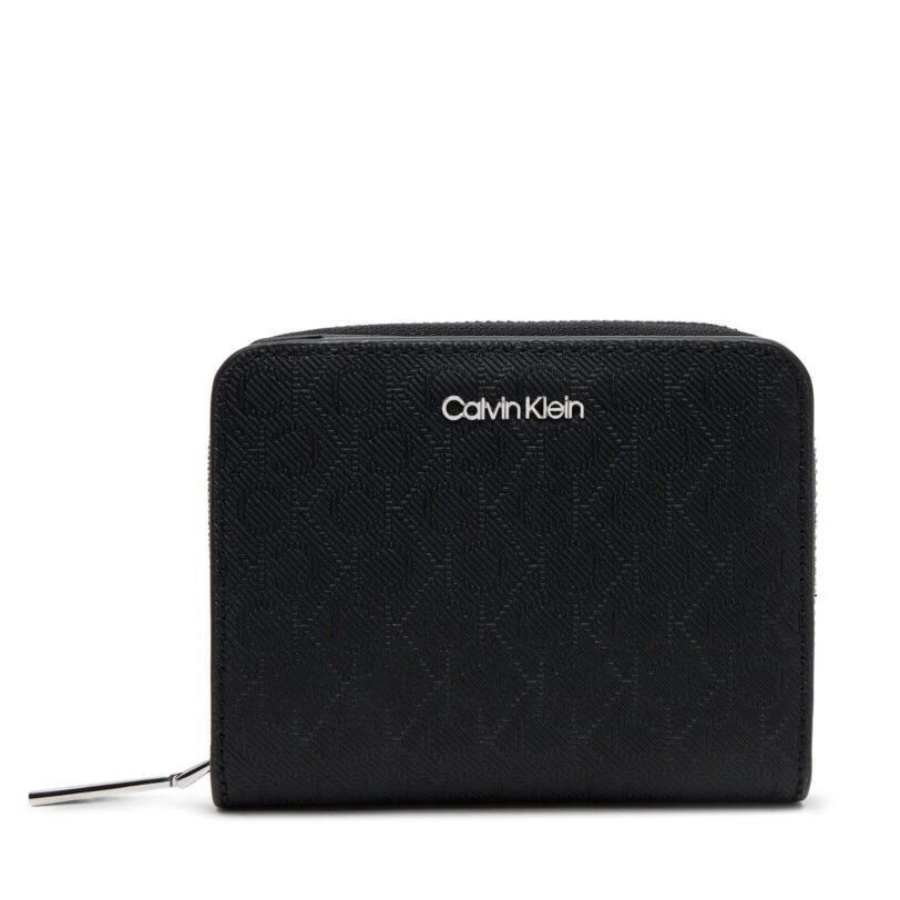 Малък дамски портфейл Calvin Klein Ck Must Medium Zip Around_Mono K60K612942 Черен цвят на ниска цена