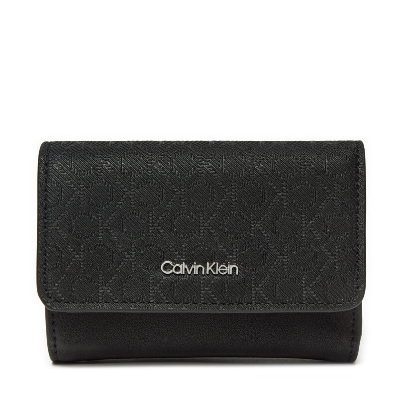 Малък дамски портфейл Calvin Klein Ck Must Small Trifold_Mono K60K612829 Черен цвят на ниска цена