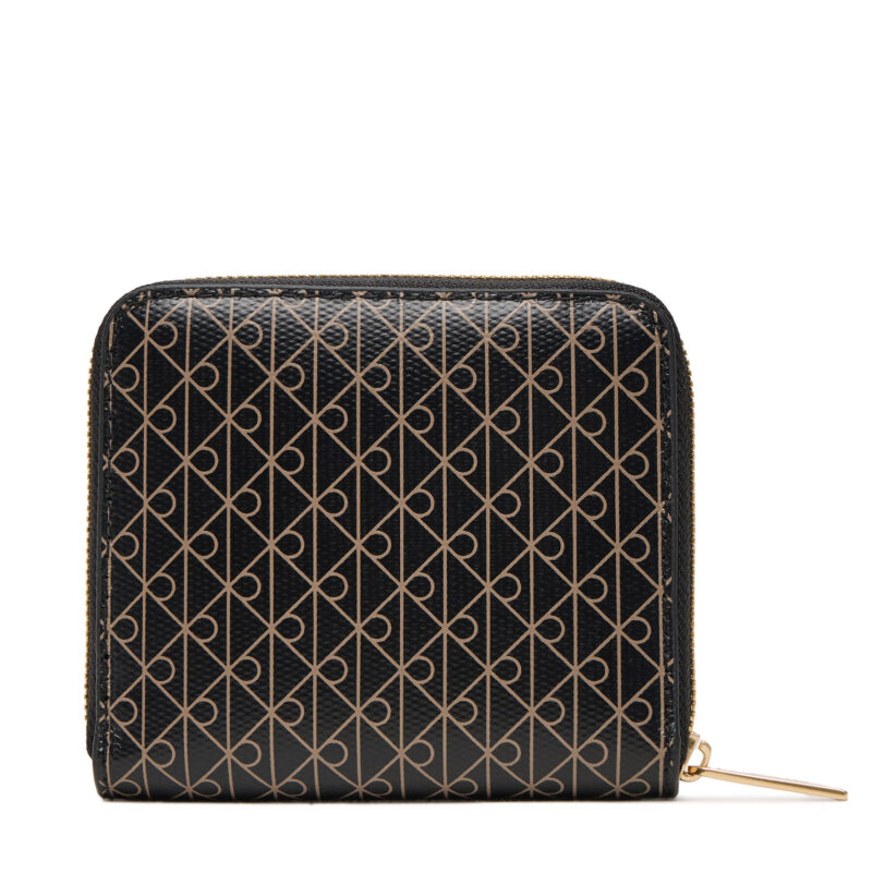 Малък дамски портфейл Calvin Klein Emblem Aop Square Zip Around LV04F1089G Черен цвят на ниска цена