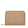 Малък дамски портфейл Calvin Klein Jeans Sculpted Med Zip Around Wallet LV04K1004G Бежов цвят на ниска цена