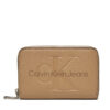 Малък дамски портфейл Calvin Klein Jeans Zip Around Mono K60K612255 Бежов цвят на ниска цена