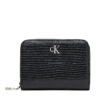 Малък дамски портфейл Calvin Klein Lizard Embossed Lthr Med Flap Zi LV04F1067G Черен цвят на ниска цена