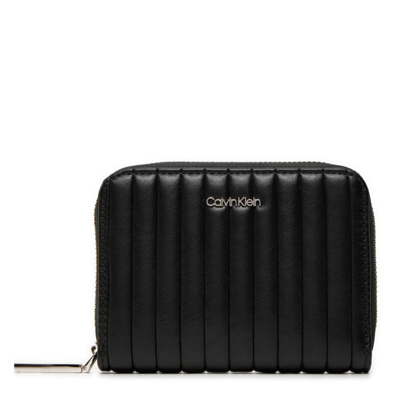 Малък дамски портфейл Calvin Klein Mini Line Quilt Md Zip Around K60K613064 Черен цвят на ниска цена
