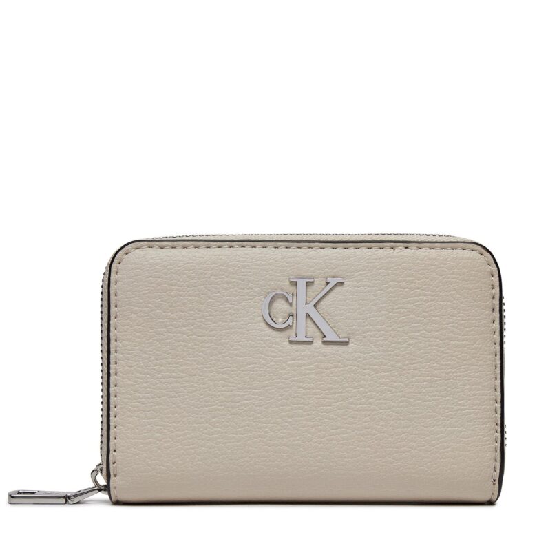Малък дамски портфейл Calvin Klein Minimal Monogram Med Za K60K611500 Бежов цвят на ниска цена