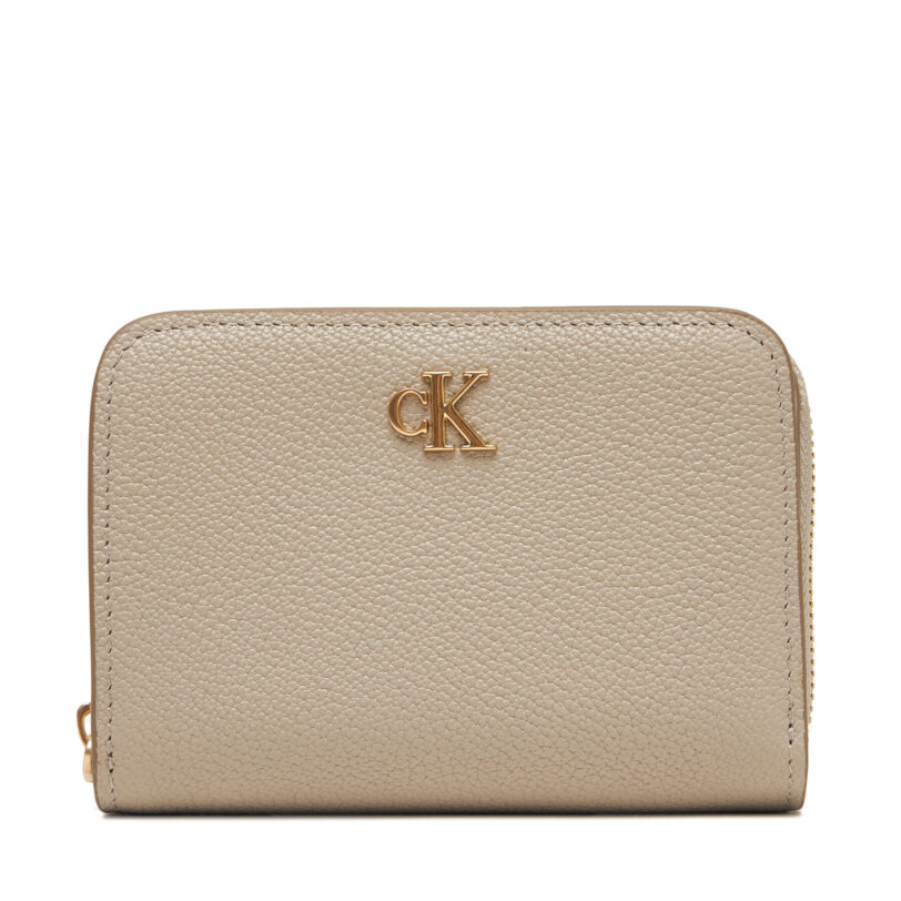 Малък дамски портфейл Calvin Klein Minimal Monogrm Lthr Med Flap Zi LV04F1064G Кафяв цвят на ниска цена
