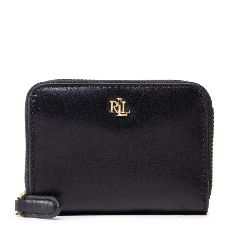 Малък дамски портфейл Lauren Ralph Lauren Sm Zip Wallet 432876729003 Черен цвят на ниска цена