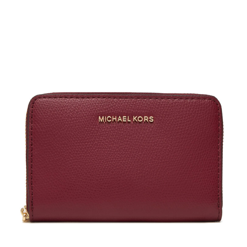 Малък дамски портфейл MICHAEL Michael Kors Jet Set Small Leather 32F4GJ6D0L Бордо цвят на ниска цена