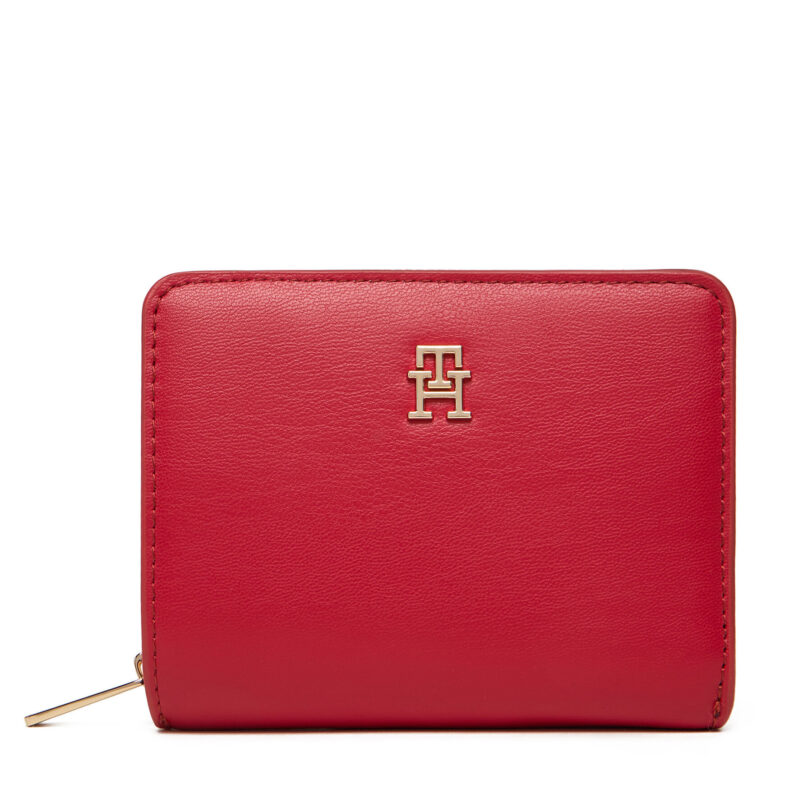 Малък дамски портфейл Tommy Hilfiger Th Icon Med Za Flap AW0AW17742 Червен цвят на ниска цена